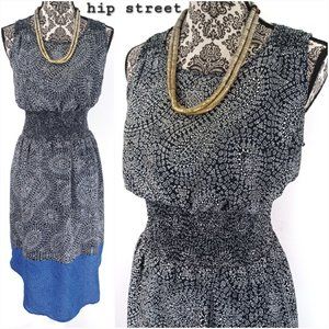 GAP Sleeveless Blouson Contrast Hem Paisley Print Flowy Midi Dress XS
